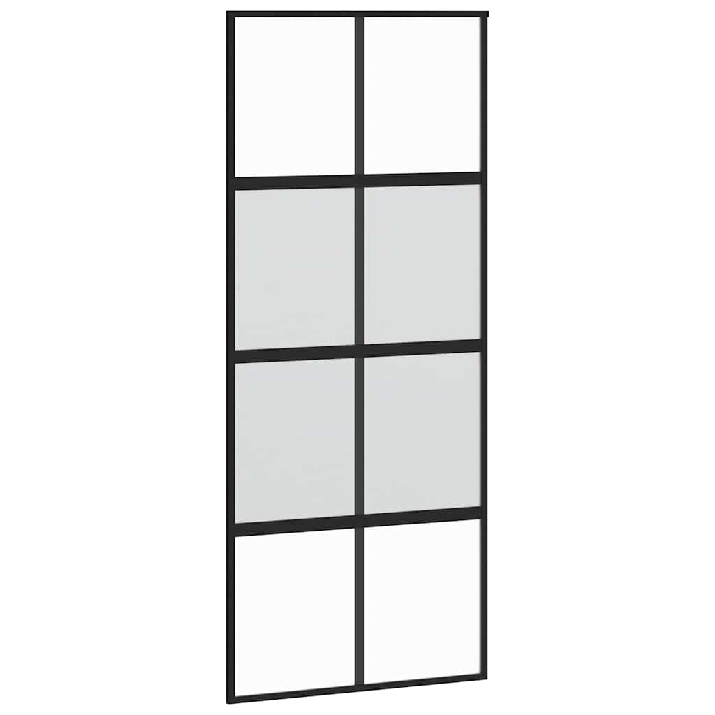 vidaXL Sliding Door with Hardware Set Black 90x205 cm Tempered Glass