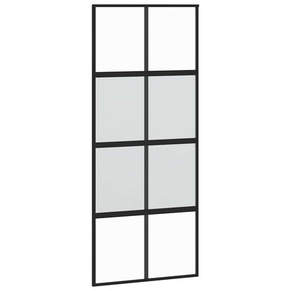 vidaXL Sliding Door with Hardware Set Black 90x205 cm Tempered Glass