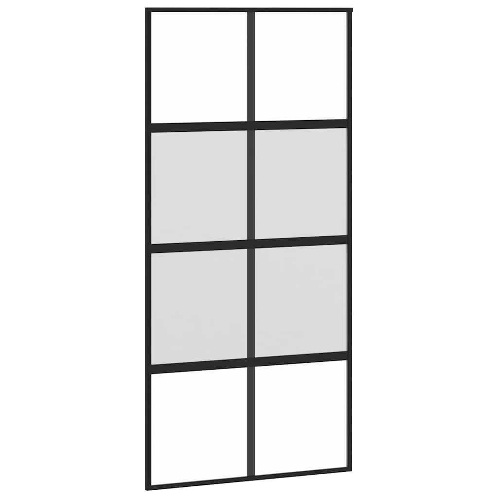 vidaXL Sliding Door with Hardware Set Black 102.5x205 cm Tempered Glass