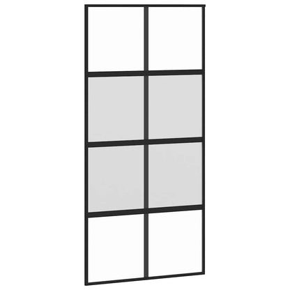vidaXL Sliding Door with Hardware Set Black 102.5x205 cm Tempered Glass