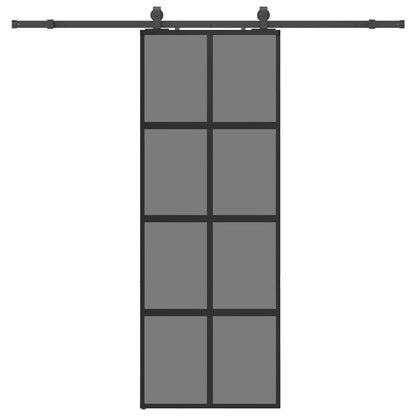 vidaXL Sliding Door with Hardware Set Black 76x205 cm Tempered Glass