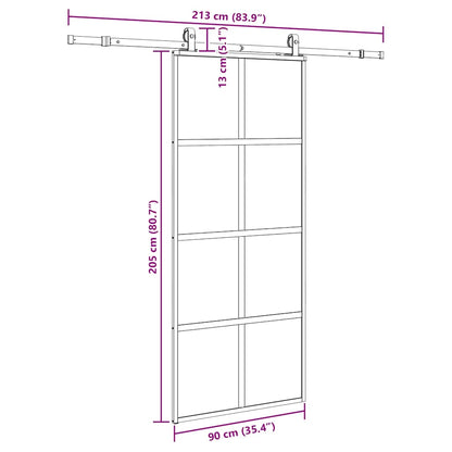 vidaXL Sliding Door with Hardware Set Black 90x205 cm Tempered Glass