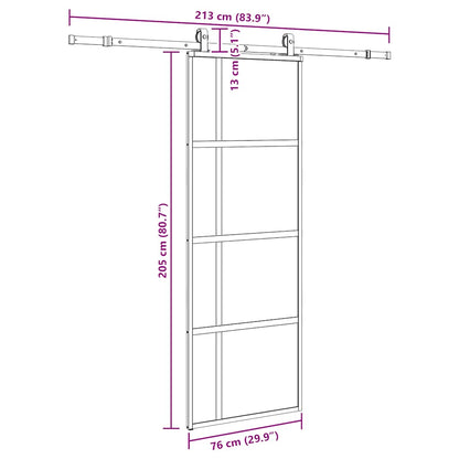 vidaXL Sliding Door with Hardware Set Black 76x205 cm Tempered Glass