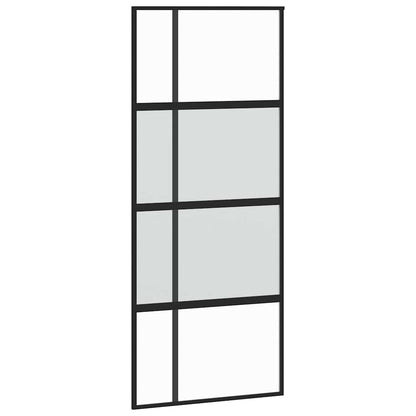 vidaXL Sliding Door with Hardware Set Black 90x205 cm Tempered Glass