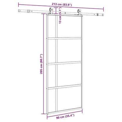 vidaXL Sliding Door with Hardware Set Black 90x205 cm Tempered Glass