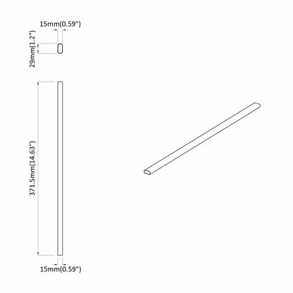 vidaXL Closet Rod 12 pcs Silver 371.5 x 15 x 29 mm Aluminium Alloy