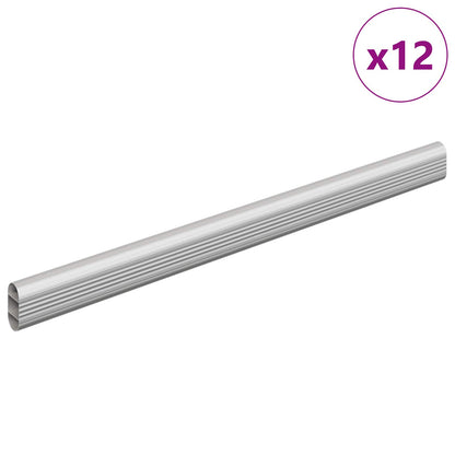 vidaXL Closet Rod 12 pcs Silver 372 x 15 x 29 mm Aluminium Alloy