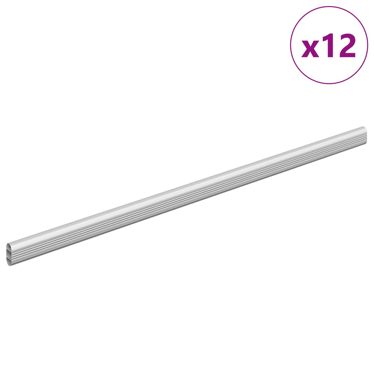 vidaXL Closet Rod 12 pcs Silver 472 x 15 x 29 mm Aluminium Alloy