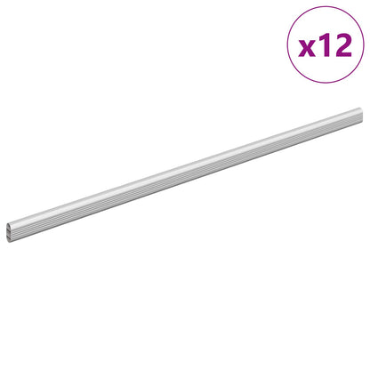 vidaXL Closet Rod 12 pcs Silver 664 x 15 x 29 mm Aluminium Alloy