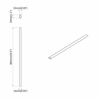 vidaXL Closet Rod 2 pcs Silver 864 x 15 x 29 mm Aluminium Alloy