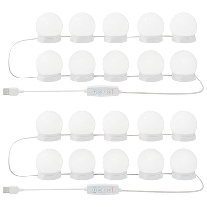 vidaXL Mirror Lights 2 pcs White 4.5 x 4.5 x 4.8 cm Plastic