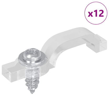 vidaXL LED Strip Clips 23.8 mm 12 pcs Transparent Plastic and Iron