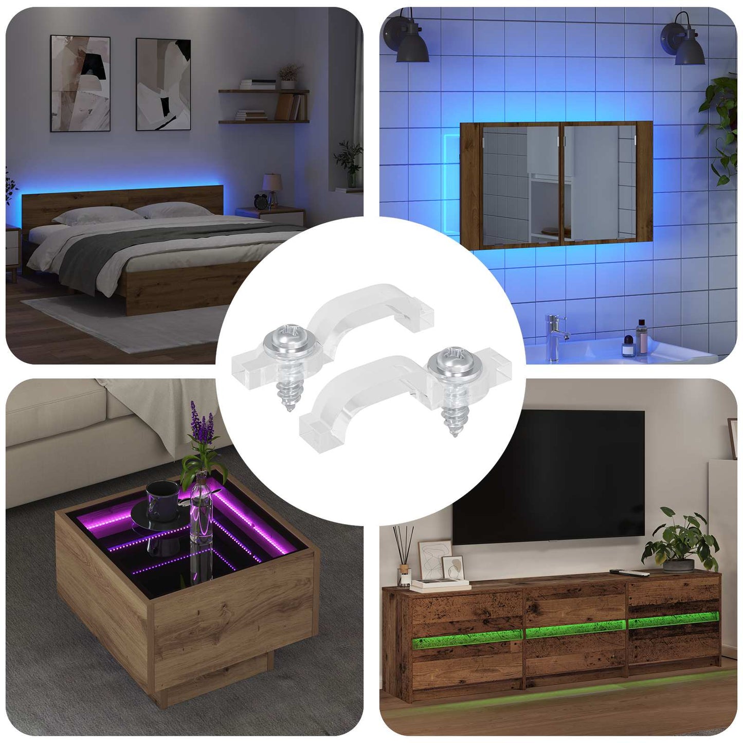 vidaXL LED Strip Clips 23.8 mm 2 pcs Transparent Plastic and Iron