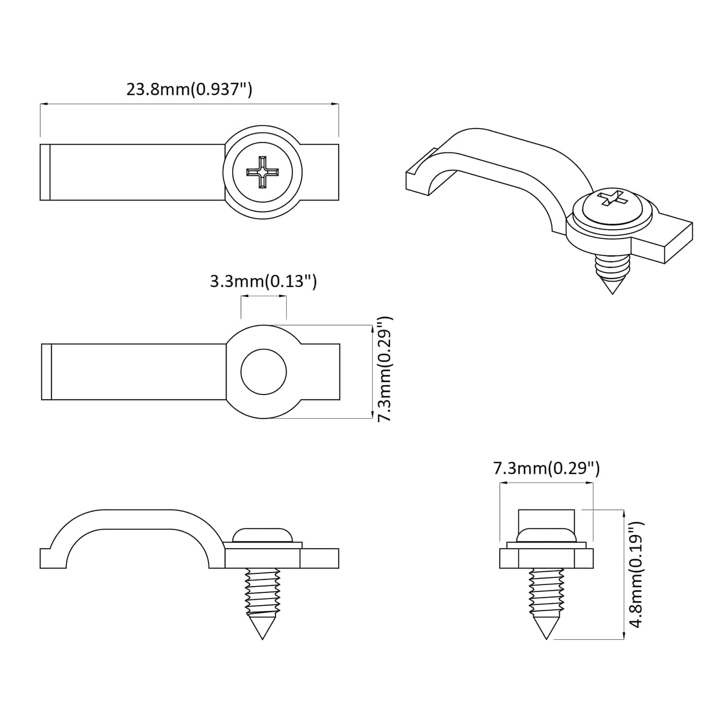 vidaXL LED Strip Clips 12 pcs Transparent 23.8 x 7.3 x 4.3 mm