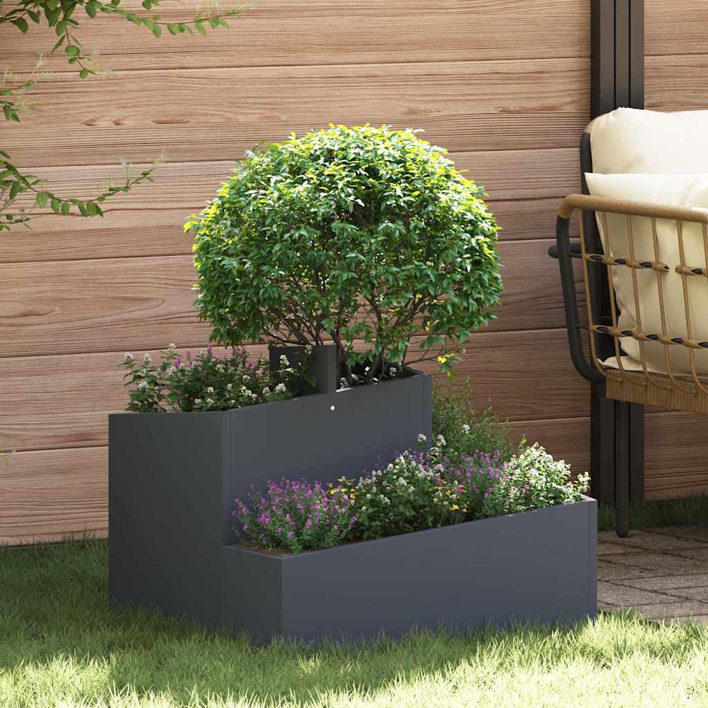 vidaXL Garden Planter Anthracite 60 x 60 x 50 cm Cold-rolled Steel