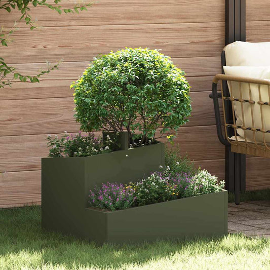 vidaXL Garden Planter Olive Green 60 x 60 x 50 cm Cold-rolled Steel