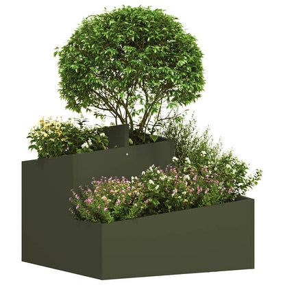 vidaXL Garden Planter Olive Green 60 x 60 x 50 cm Cold-rolled Steel