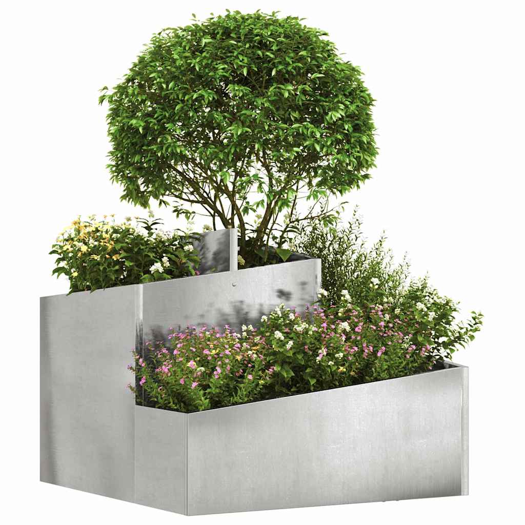 vidaXL Garden Planter Silver 60 x 60 x 50 cm Stainless Steel