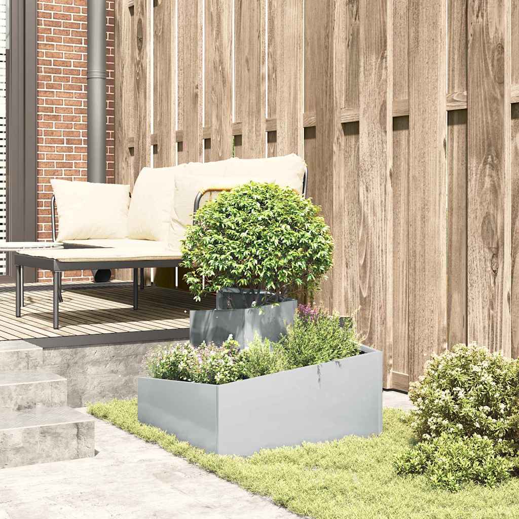 vidaXL Garden Planter Silver 60 x 60 x 50 cm Galvanised Steel