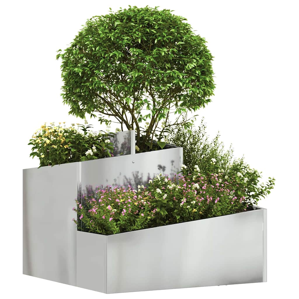vidaXL Garden Planter Silver 60 x 60 x 50 cm Galvanised Steel