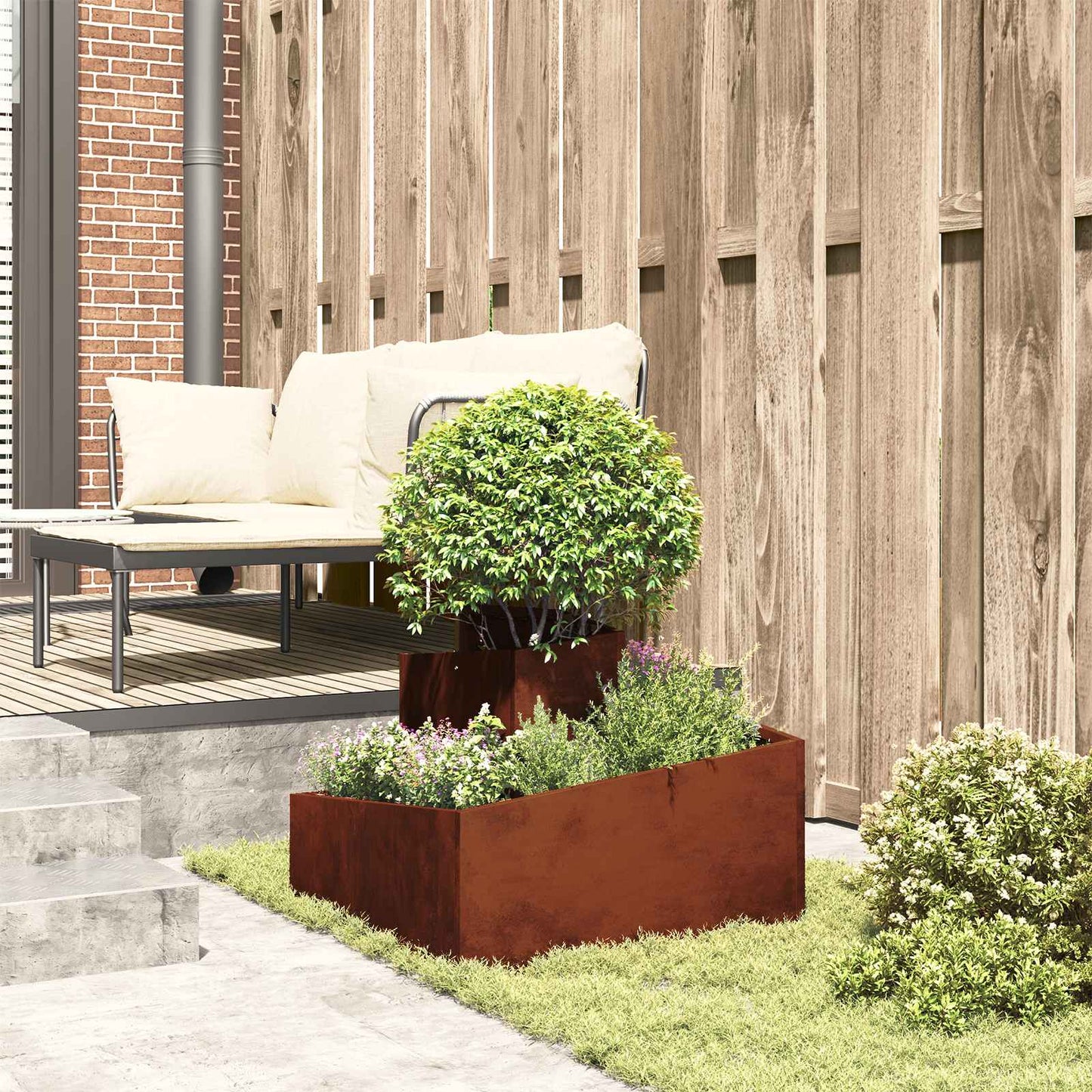 vidaXL Garden Planter Rusty 60 x 60 x 50 cm Weathering Steel