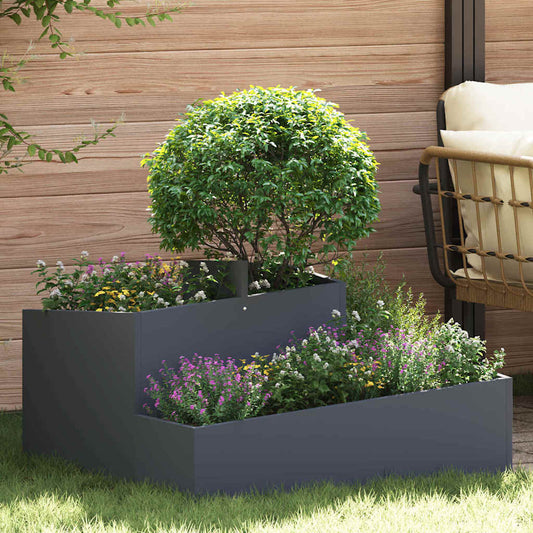 vidaXL Garden Planter Anthracite 80 x 80 x 50 cm Cold-rolled Steel