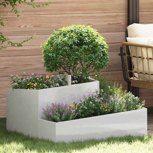 vidaXL Garden Planter Silver 80 x 80 x 50 cm Stainless Steel