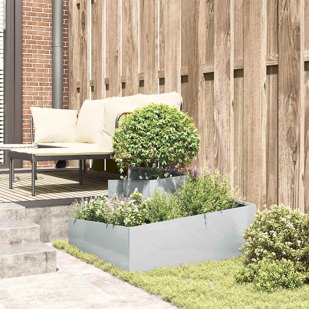 vidaXL Garden Planter Silver 80 x 80 x 50 cm Galvanised Steel