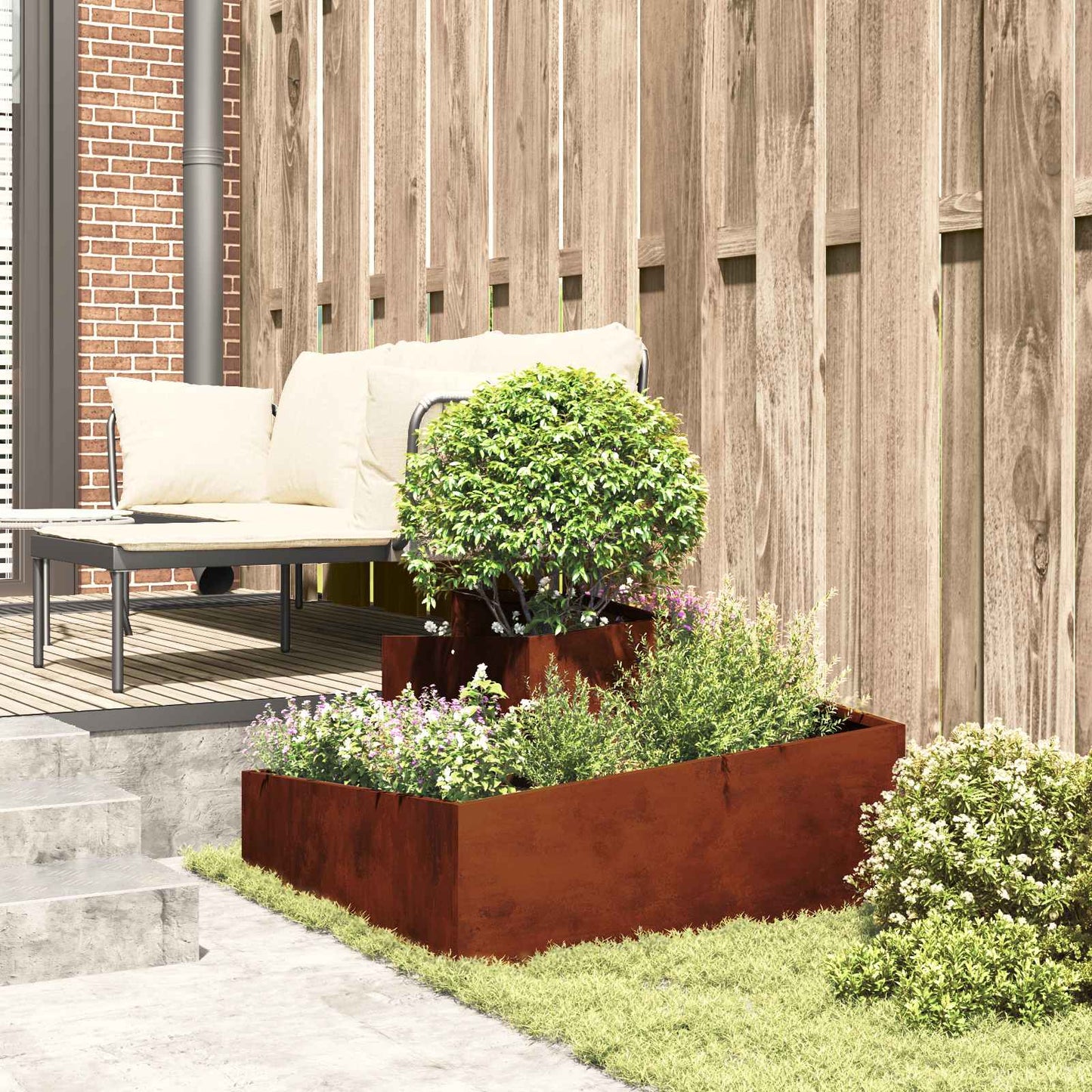 vidaXL Garden Planter Brown 80 x 80 x 50 cm Weathering Steel