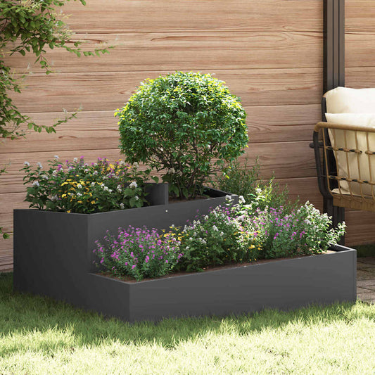 vidaXL Garden Planter Black 100 x 100 x 50 cm Cold-rolled Steel