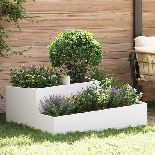 vidaXL Garden Planter White 100 x 100 x 50 cm Cold-rolled Steel
