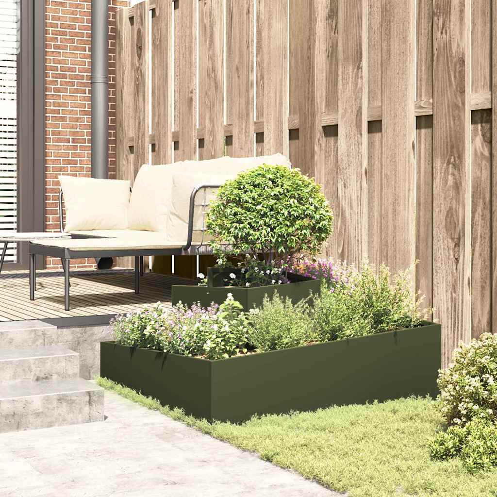vidaXL Garden Planter Olive Green 100 x 100 x 50 cm Cold-rolled Steel