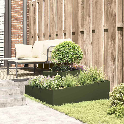 vidaXL Garden Planter Olive Green 100 x 100 x 50 cm Cold-rolled Steel