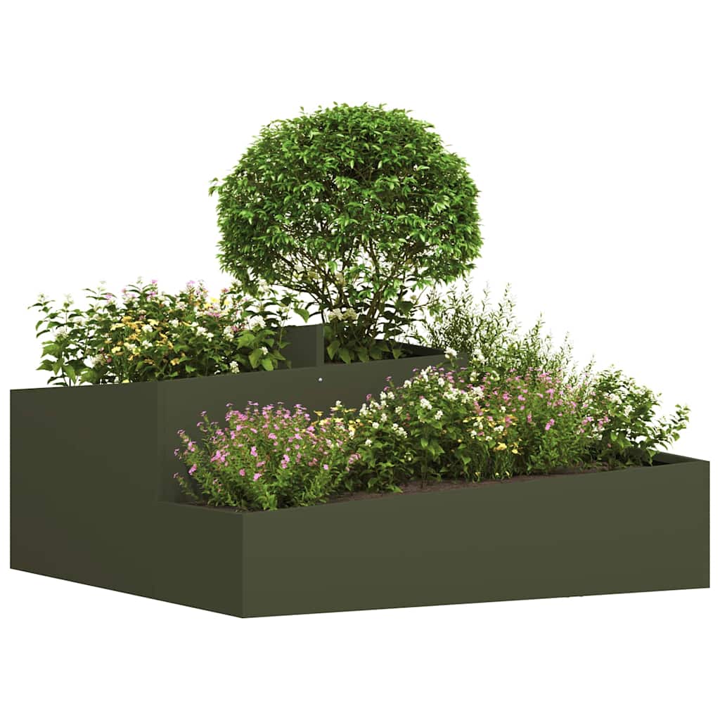 vidaXL Garden Planter Olive Green 100 x 100 x 50 cm Cold-rolled Steel