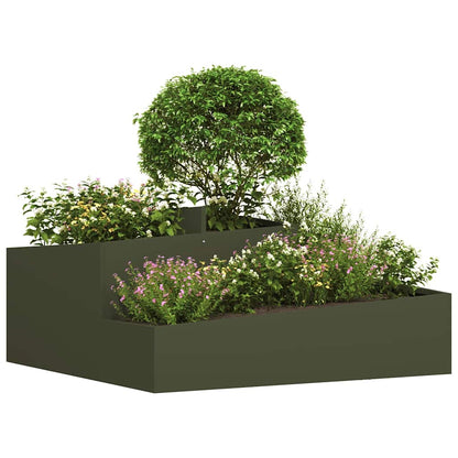 vidaXL Garden Planter Olive Green 100 x 100 x 50 cm Cold-rolled Steel