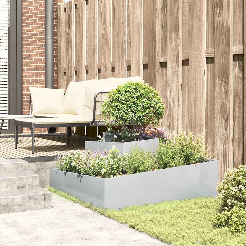 vidaXL Garden Planter Silver 100 x 100 x 50 cm Galvanised Steel