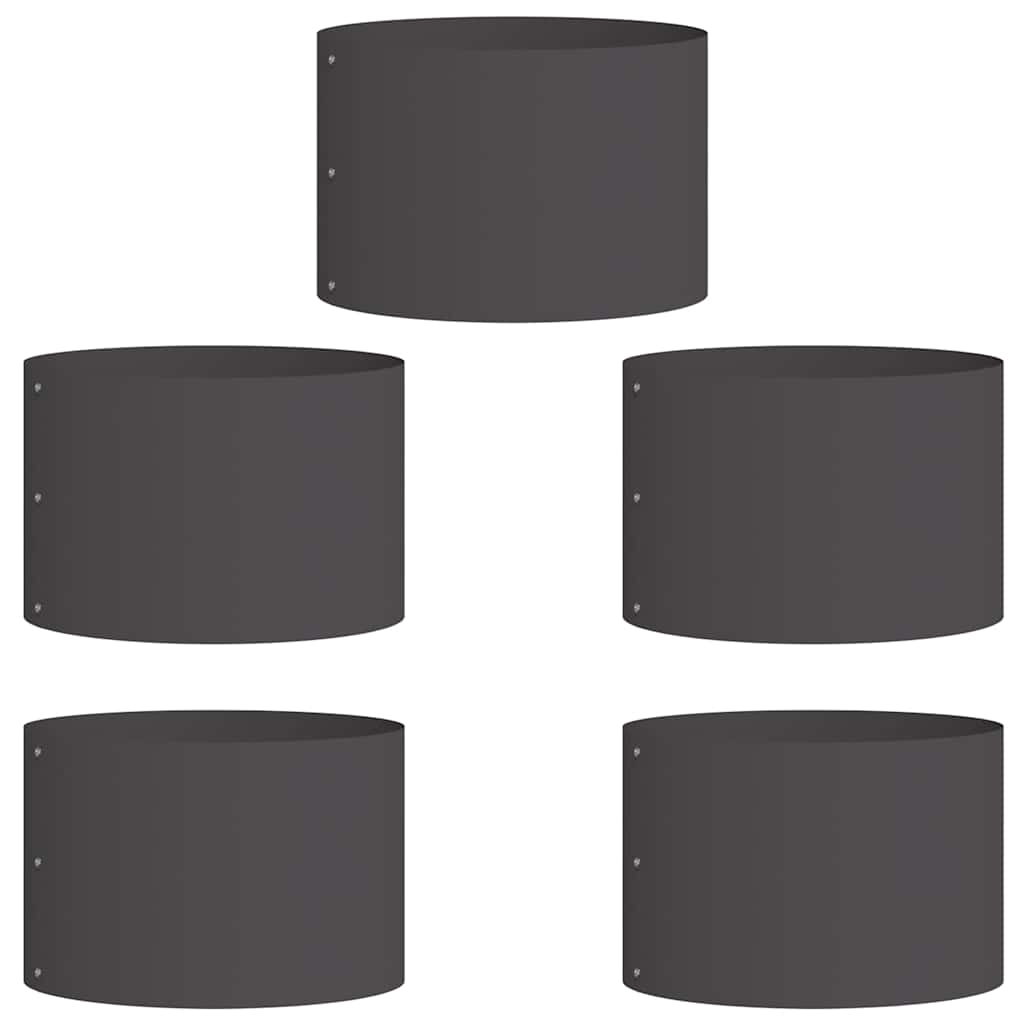 vidaXL Planter Ring 5 pcs Black 30 x 30 x 20 cm Cold-rolled Steel