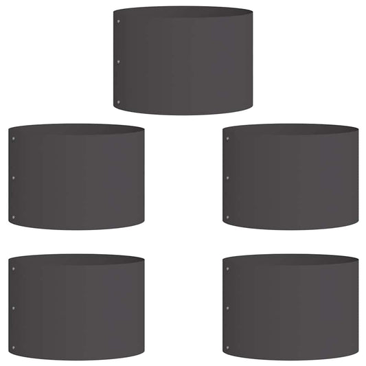 vidaXL Planter Ring 5 pcs Black 30 x 30 x 20 cm Cold-rolled Steel