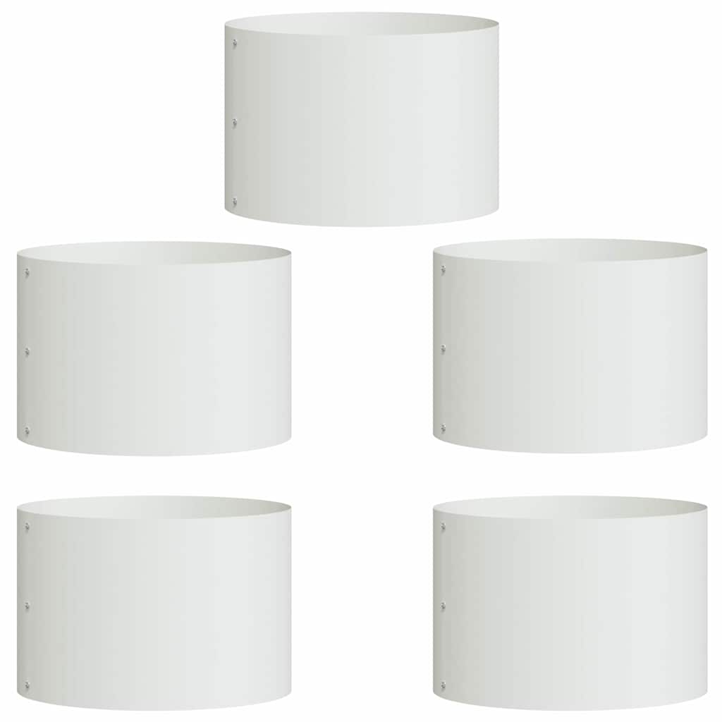 vidaXL Planter Ring 5 pcs White 30 x 30 x 20 cm Cold-rolled Steel