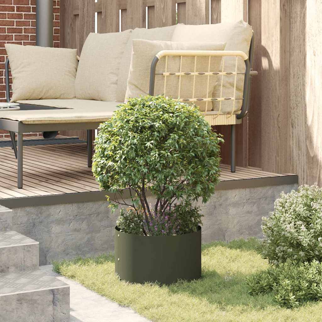 vidaXL Planter Ring Olive Green 30 x 30 x 20 cm Cold-rolled Steel