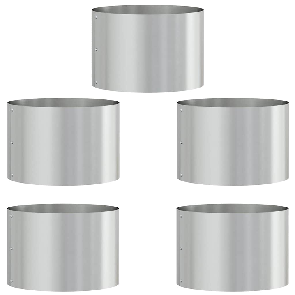 vidaXL Planter Ring 5 pcs Silver 30 x 30 x 20 cm Galvanised Steel
