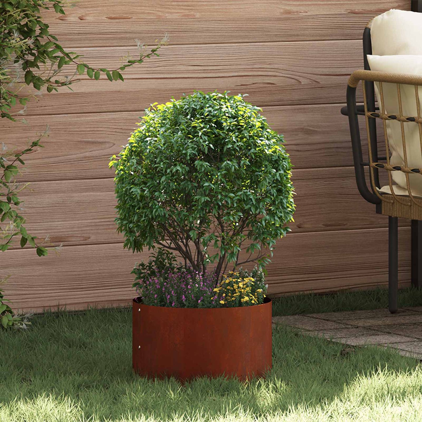 vidaXL Planter Ring 5 pcs Brown 30 x 30 x 20 cm Weathering Steel