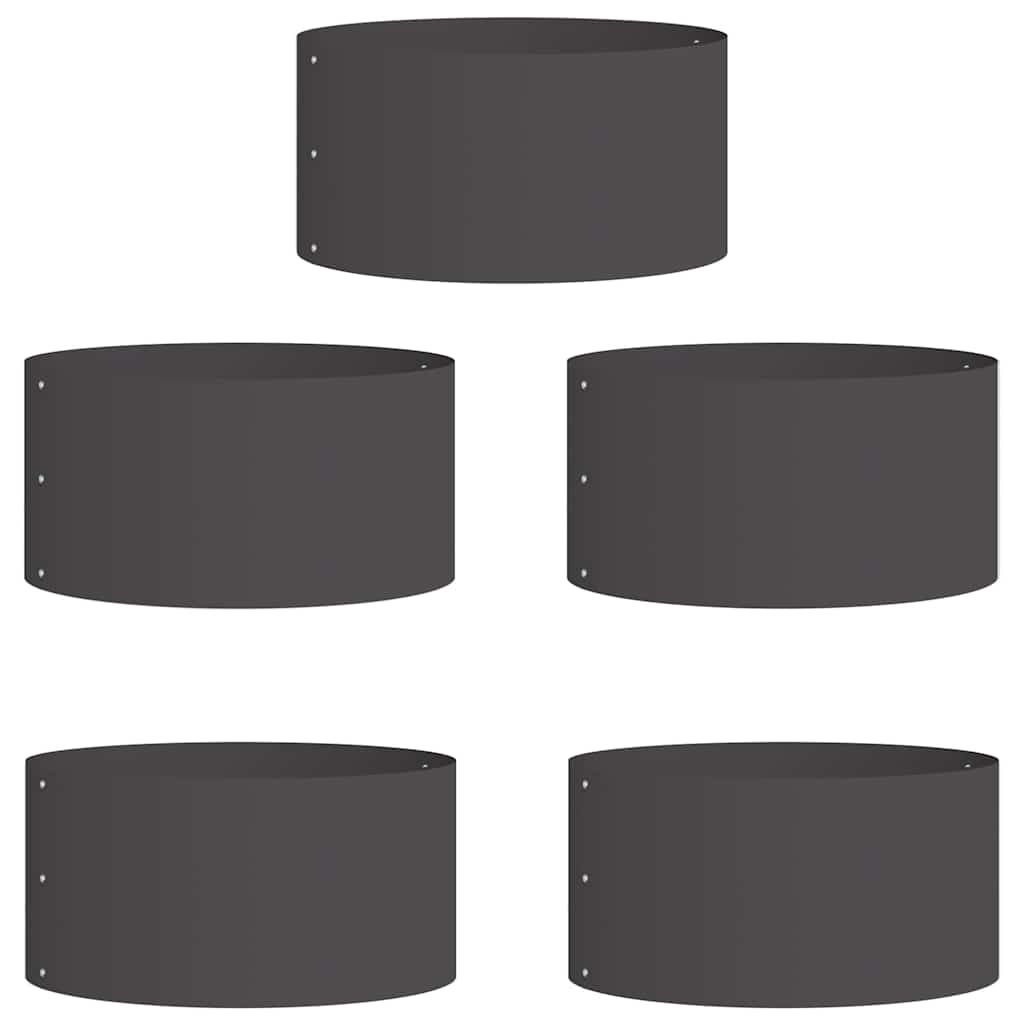 vidaXL Planter Ring 5 pcs Black 40 x 40 x 20 cm Cold-rolled Steel