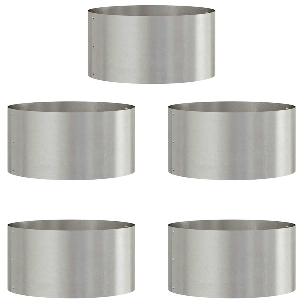 vidaXL Planter Ring 5 pcs Silver 40 x 40 x 20 cm Stainless Steel