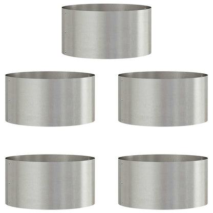 vidaXL Planter Ring 5 pcs Silver 40 x 40 x 20 cm Stainless Steel