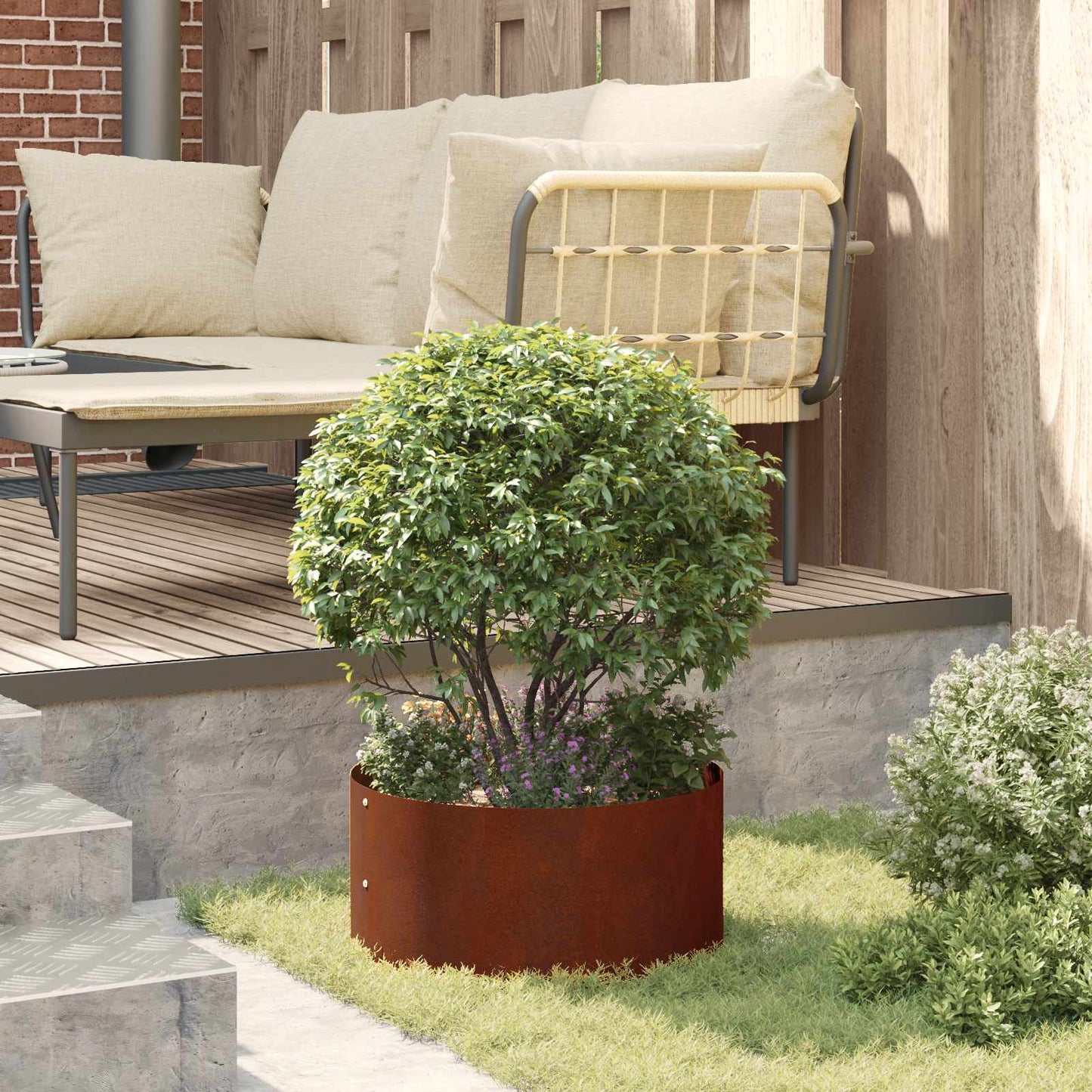 vidaXL Planter Ring Brown 40 x 40 x 20 cm Weathering Steel