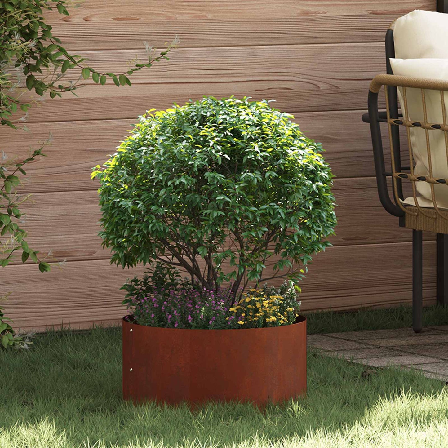 vidaXL Planter Ring 5 pcs Brown 40 x 40 x 20 cm Weathering Steel