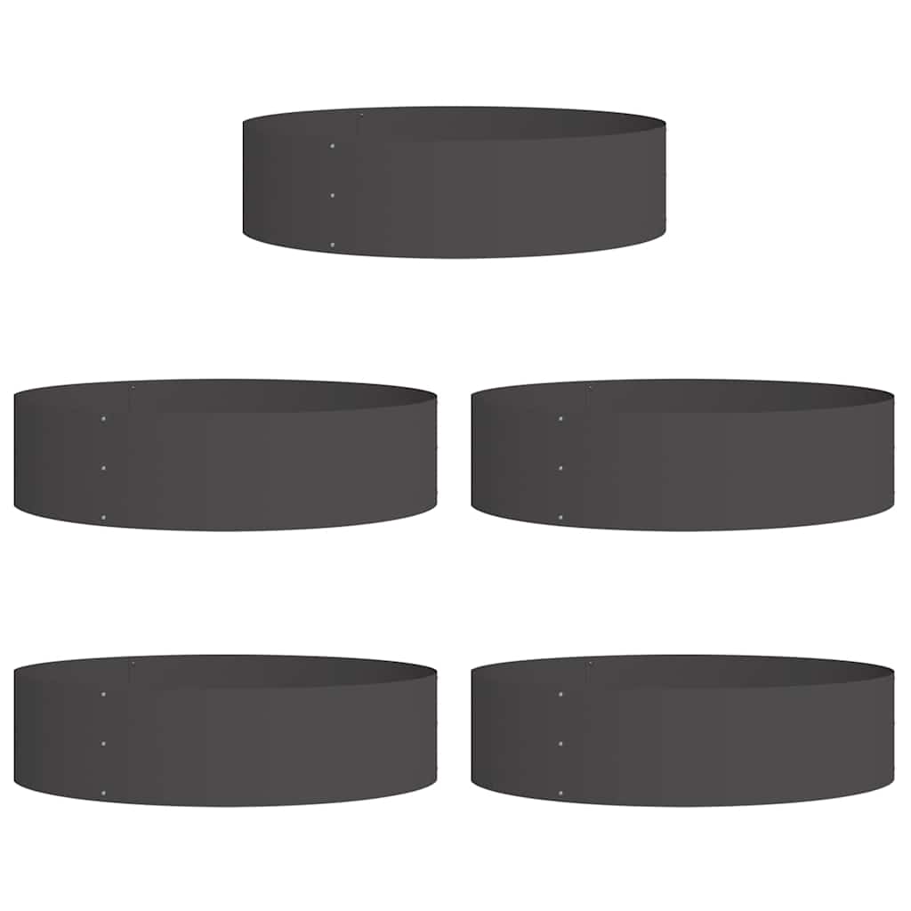 vidaXL Planter Ring 5 pcs Black 80 x 80 x 20 cm Cold-rolled Steel