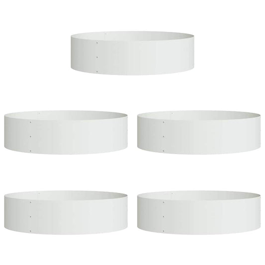 vidaXL Planter Ring 5 pcs White 80 x 80 x 20 cm Cold-rolled Steel