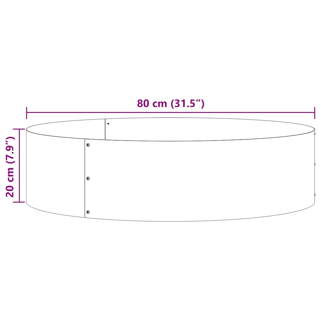 vidaXL Planter Ring Silver 80 x 80 x 20 cm Stainless Steel